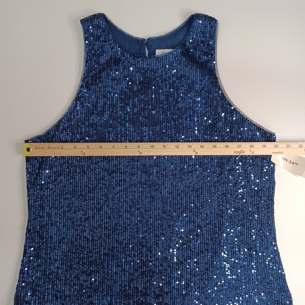 Women's On 34th NWT Blue Sequin Tank/Sleeveless Blouse with Lining Size XL - Picture 7 of 11